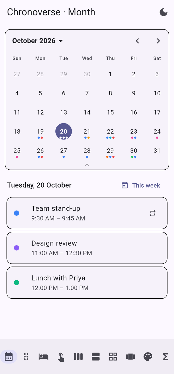 Month calendar with events