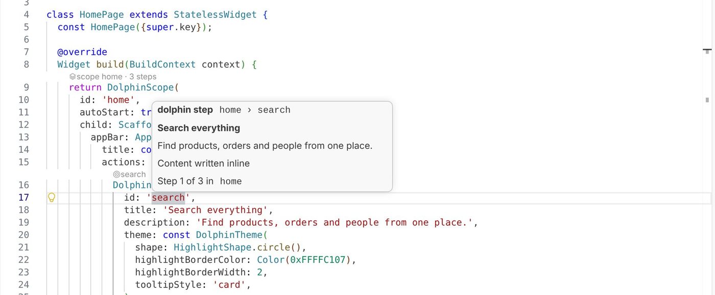 Hover information on a step id