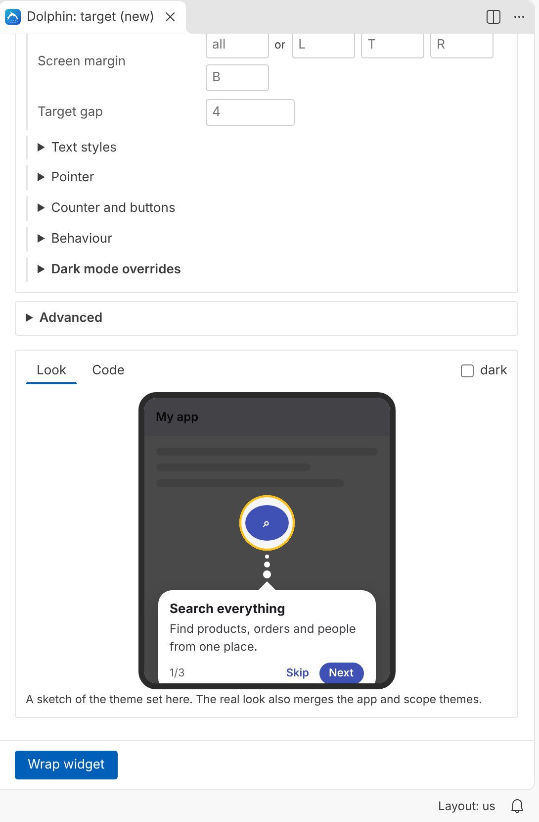 The live preview of a step